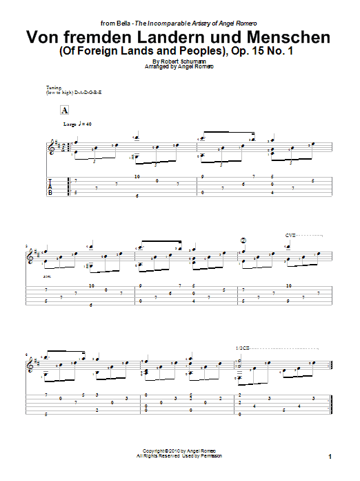Angel Romero Von Fremden Landern Und Menschen (Of Foreign Lands and Peoples), Op. 15 No. 1 Sheet Music Notes & Chords for Guitar Tab - Download or Print PDF