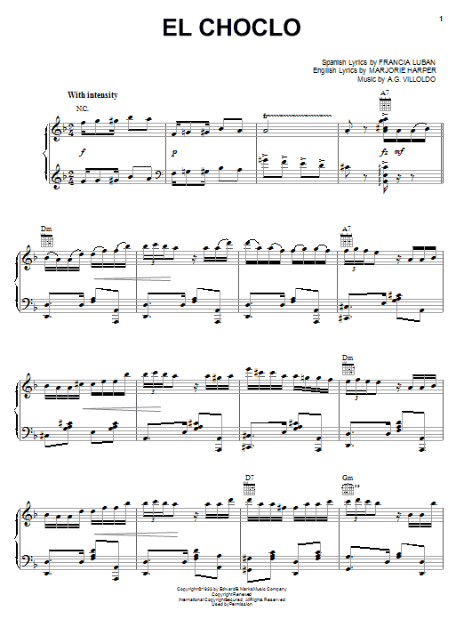Angel Villoldo El Choclo Sheet Music Notes & Chords for Piano, Vocal & Guitar (Right-Hand Melody) - Download or Print PDF