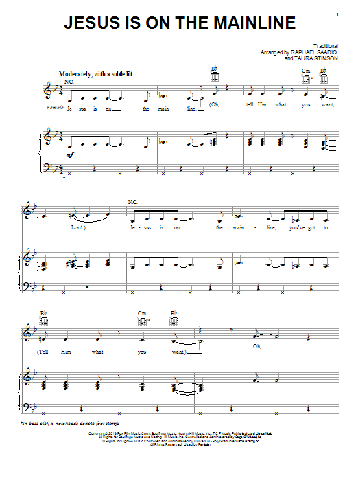 Angela Bassett & Forest Whitaker Jesus Is On The Mainline (from Black Nativity) Sheet Music Notes & Chords for Piano, Vocal & Guitar (Right-Hand Melody) - Download or Print PDF