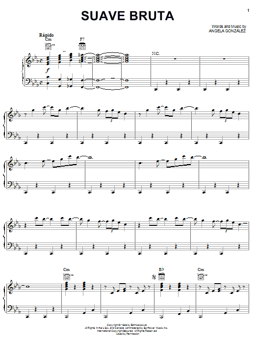Angela González Suave Bruta Sheet Music Notes & Chords for Piano, Vocal & Guitar (Right-Hand Melody) - Download or Print PDF