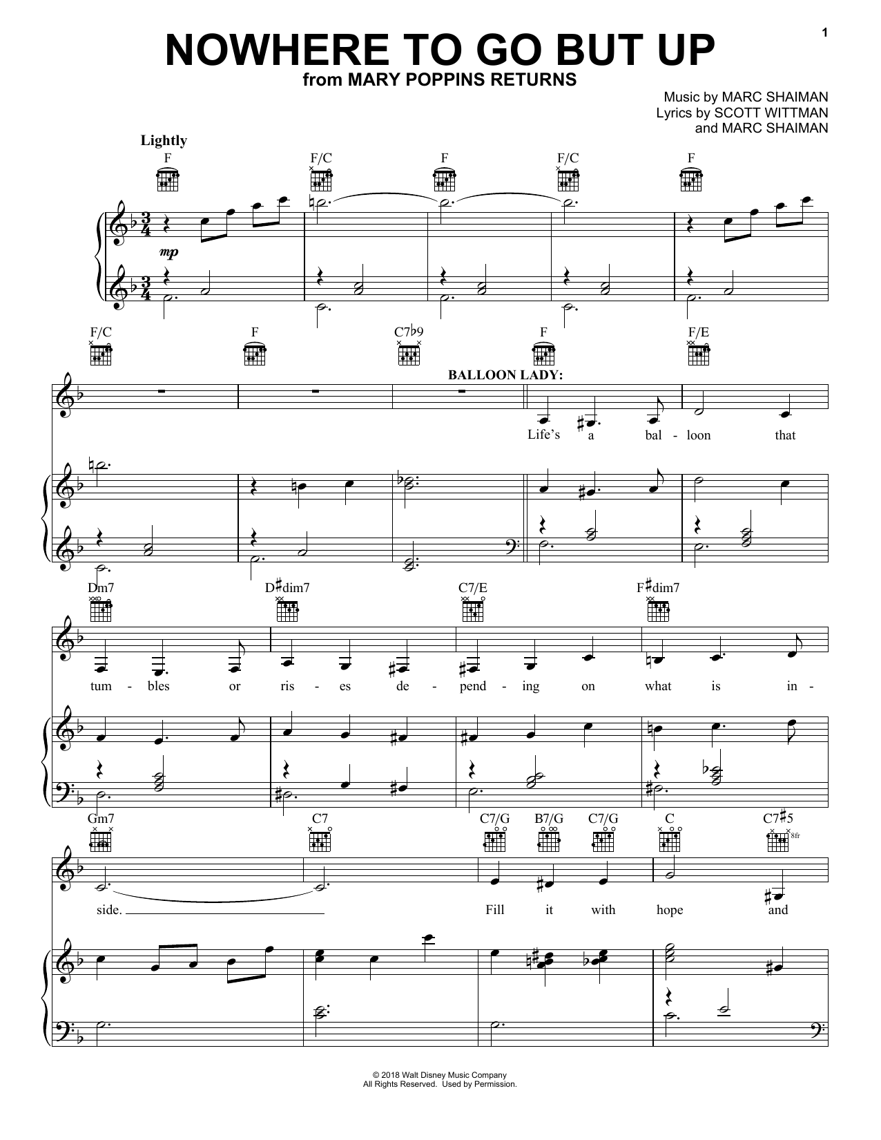 Angela Lansbury & Company Nowhere To Go But Up (from Mary Poppin's Returns) Sheet Music Notes & Chords for Piano Solo - Download or Print PDF Angela Lansbury & Company Nowhere To Go But Up (from Mary Poppin's Returns) Sheet Music Notes & Chords for Piano Solo - Download or Print PDF