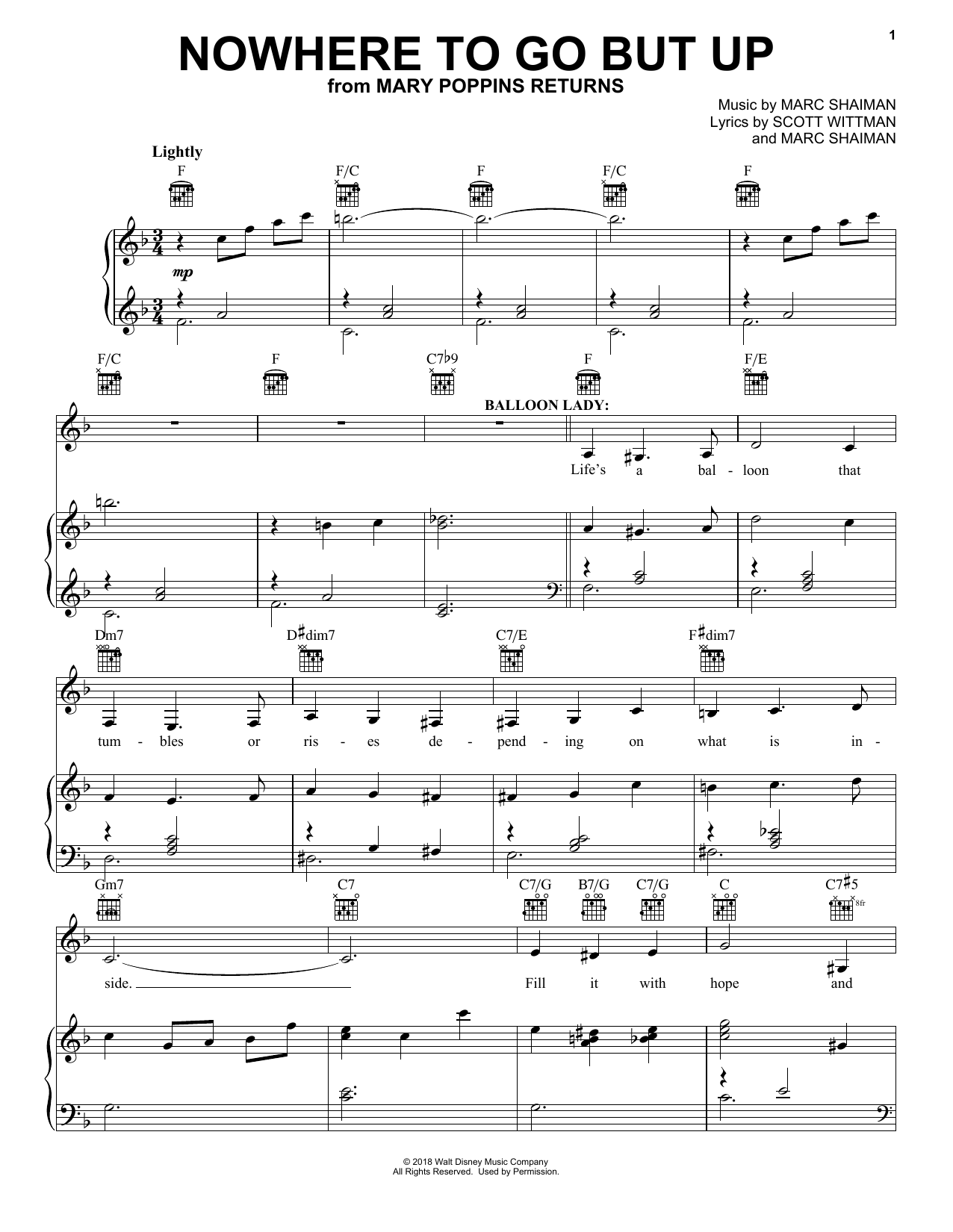 Angela Lansbury & Company Nowhere To Go But Up (from Mary Poppins Returns) Sheet Music Notes & Chords for Ukulele - Download or Print PDF