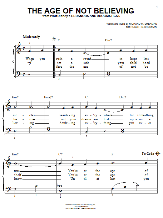 Angela Lansbury The Age Of Not Believing Sheet Music Notes & Chords for Piano, Vocal & Guitar (Right-Hand Melody) - Download or Print PDF