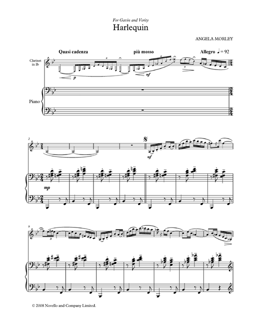 Angela Morley Harlequin (score and parts) Sheet Music Notes & Chords for Clarinet - Download or Print PDF
