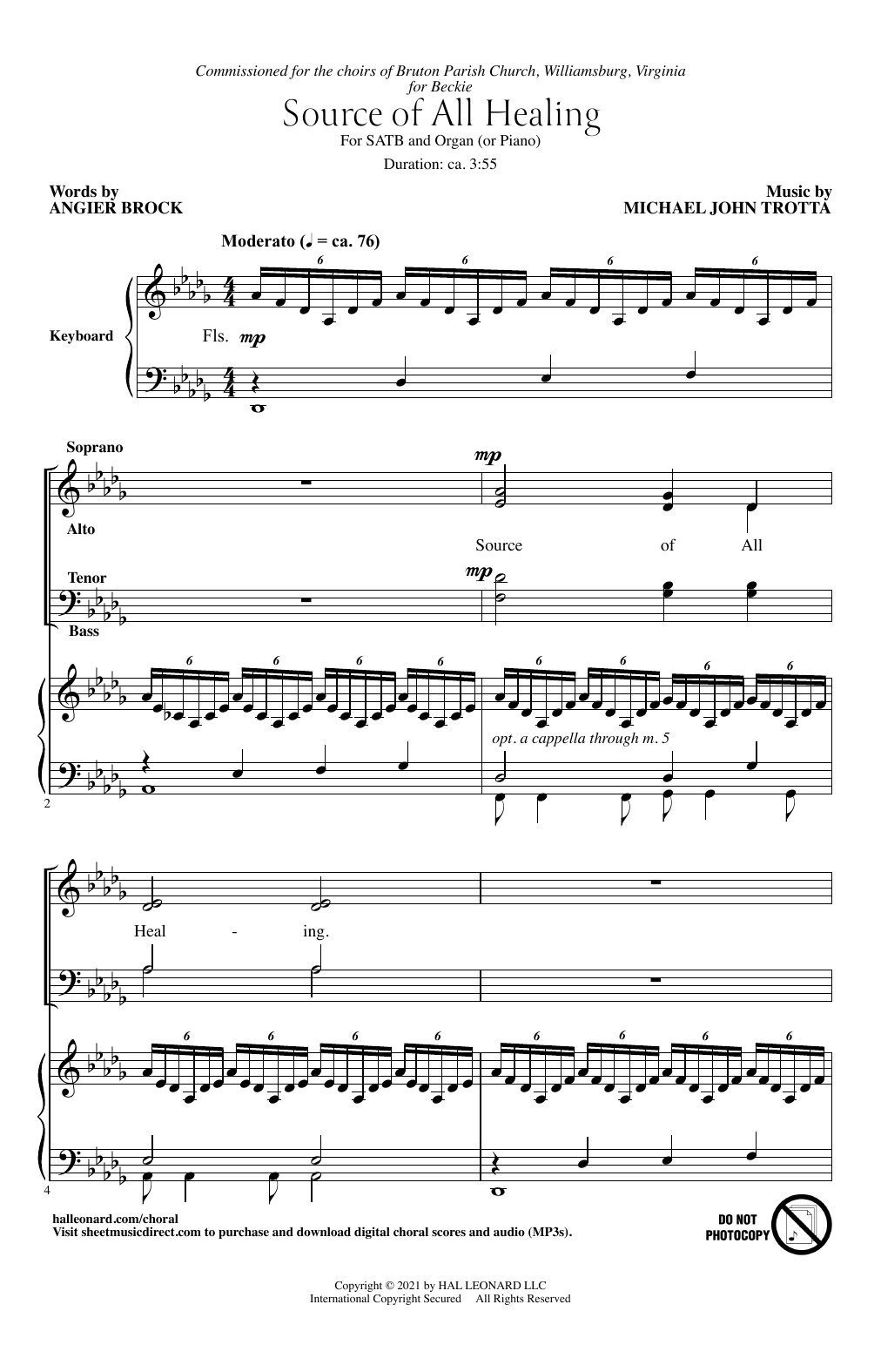 Angier Brock and Michael John Trotta Source Of All Healing Sheet Music Notes & Chords for SATB Choir - Download or Print PDF
