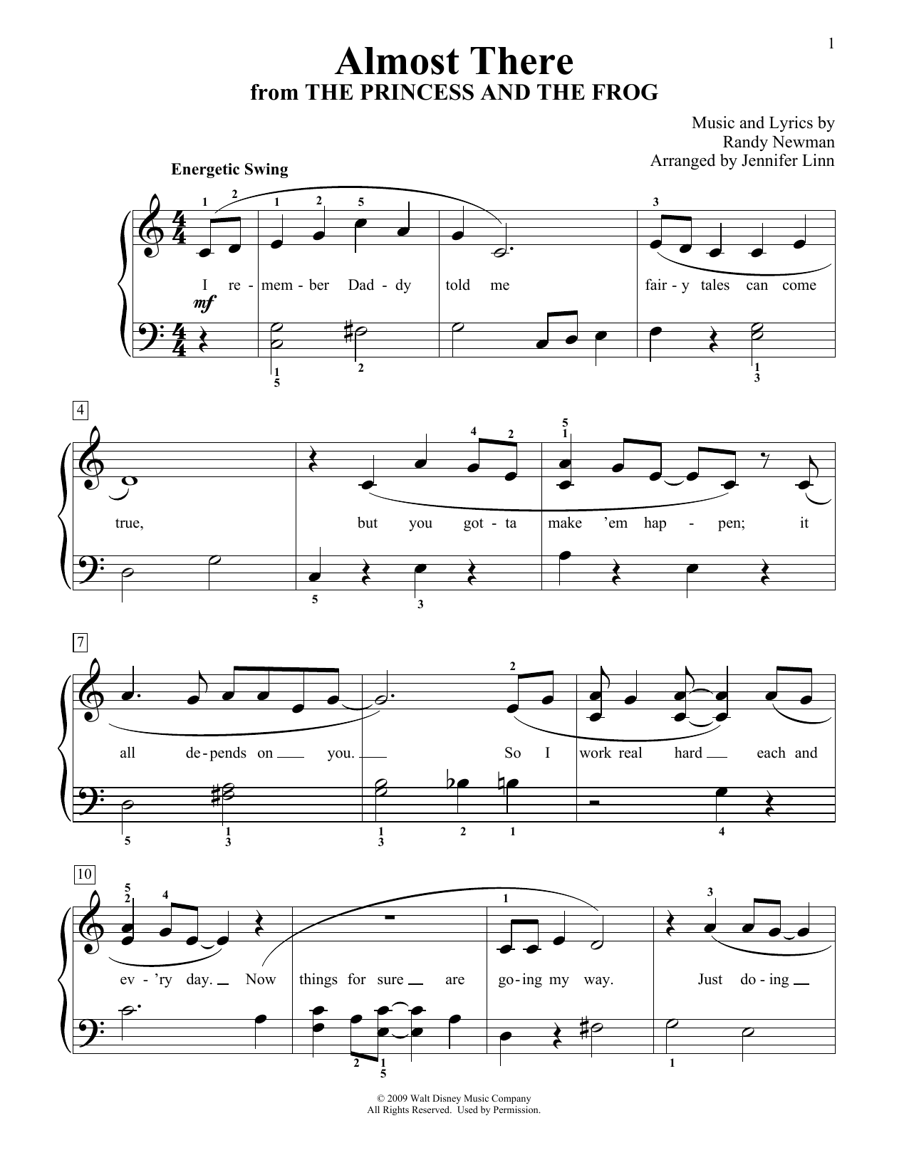 Anika Noni Rose Almost There (from The Princess and the Frog) (arr. Jennifer Linn) Sheet Music Notes & Chords for Educational Piano - Download or Print PDF