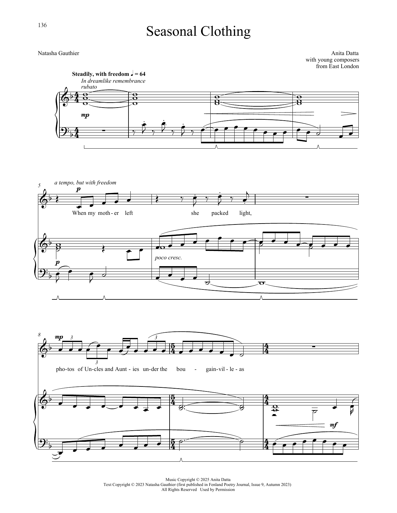 Anita Datta Seasonal Clothing Sheet Music Notes & Chords for Piano & Vocal - Download or Print PDF