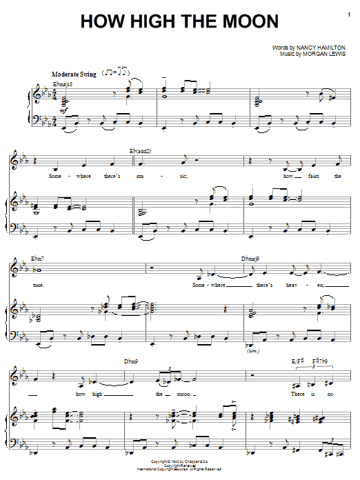 Ann Hampton Callaway How High The Moon Sheet Music Notes & Chords for Piano & Vocal - Download or Print PDF Ann Hampton Callaway How High The Moon Sheet Music Notes & Chords for Piano & Vocal - Download or Print PDF