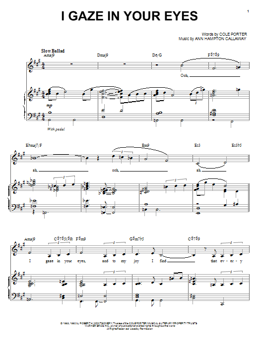 Ann Hampton Callaway I Gaze In Your Eyes Sheet Music Notes & Chords for Piano & Vocal - Download or Print PDF