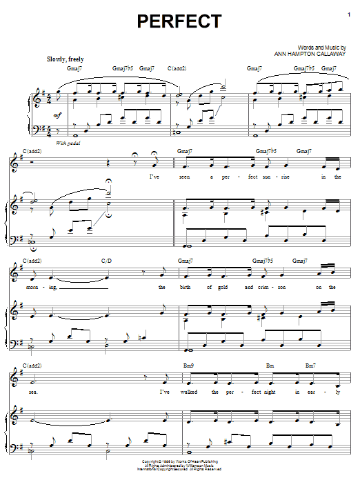 Ann Hampton Callaway Perfect Sheet Music Notes & Chords for Piano, Vocal & Guitar (Right-Hand Melody) - Download or Print PDF