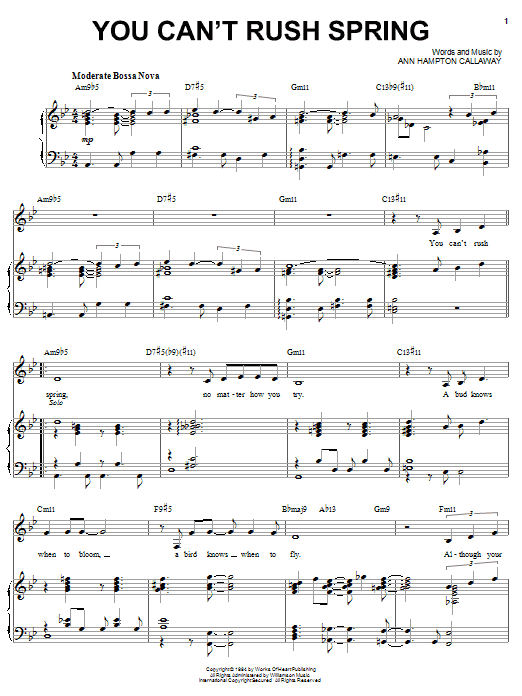 Ann Hampton Callaway You Can't Rush Spring Sheet Music Notes & Chords for Piano, Vocal & Guitar (Right-Hand Melody) - Download or Print PDF