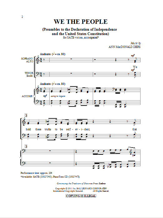 Ann Macdonald Diers We The People Sheet Music Notes & Chords for SATB - Download or Print PDF
