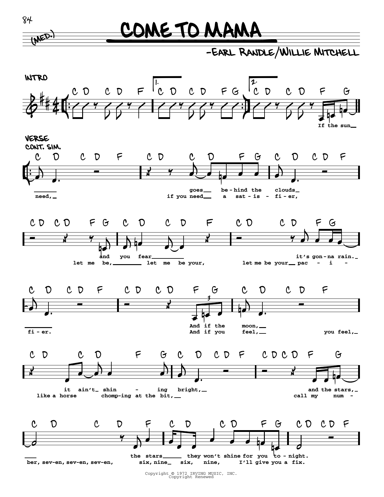 Ann Peebles Come To Mama Sheet Music Notes & Chords for Real Book – Melody & Chords - Download or Print PDF
