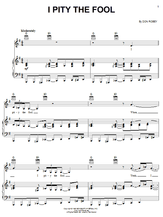 Ann Peebles I Pity The Fool Sheet Music Notes & Chords for Piano, Vocal & Guitar (Right-Hand Melody) - Download or Print PDF