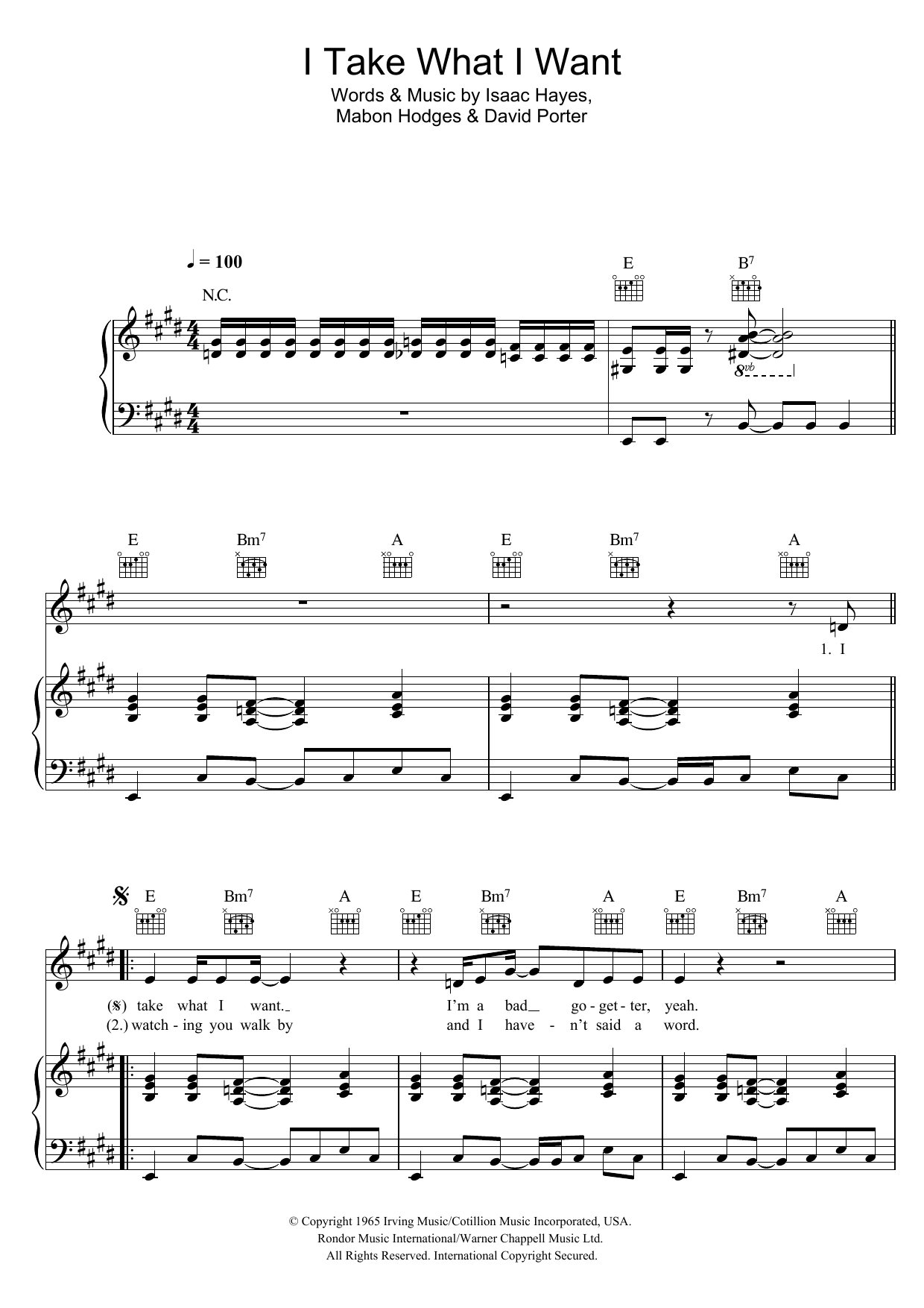 Ann Peebles I Take What I Want Sheet Music Notes & Chords for Piano, Vocal & Guitar (Right-Hand Melody) - Download or Print PDF