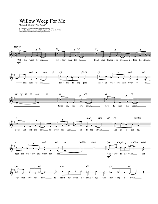 Willow Weep For Me sheet music