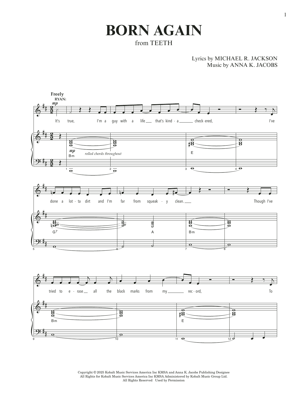 Anna K. Jacobs and Michael R. Jackson Born Again (from Teeth) Sheet Music Notes & Chords for Piano & Vocal - Download or Print PDF