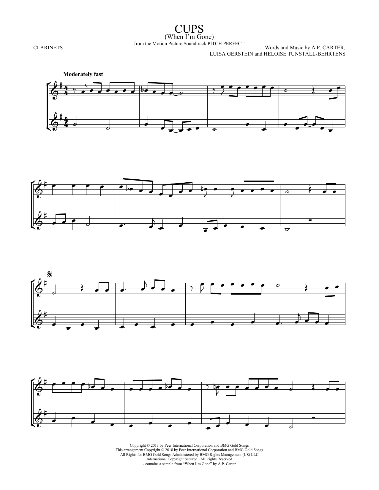 Anna Kendrick Cups (When I'm Gone) (from Pitch Perfect) Sheet Music Notes & Chords for VLNDT - Download or Print PDF