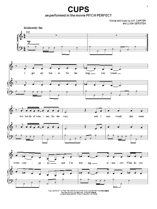 Anna Kendrick Cups (When I'm Gone) Sheet Music Notes & Chords for Trumpet - Download or Print PDF