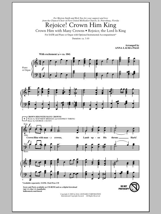 Anna Laura Page Rejoice! Crown Him King Sheet Music Notes & Chords for SATB - Download or Print PDF