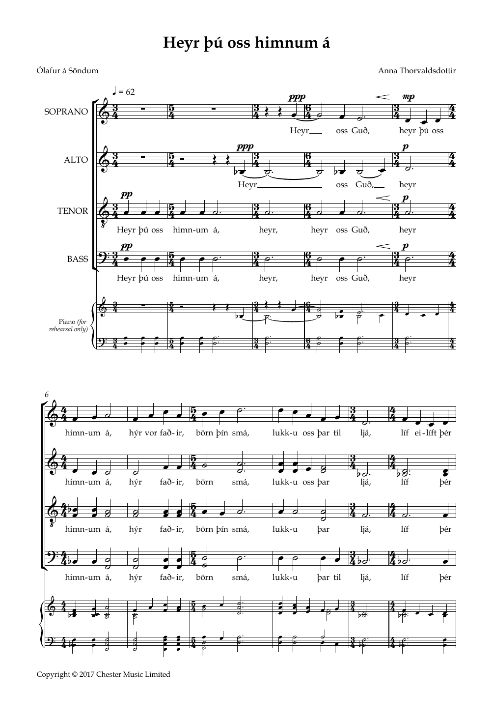 Anna Thorvaldsdottir Heyr Þú Oss Himnum Á Sheet Music Notes & Chords for SATB - Download or Print PDF