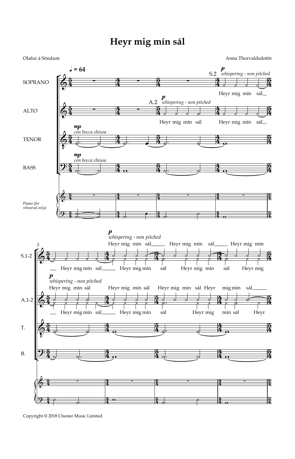 Anna Thorvaldsdottir Heyr Mig Min Sal Sheet Music Notes & Chords for SATB Choir - Download or Print PDF