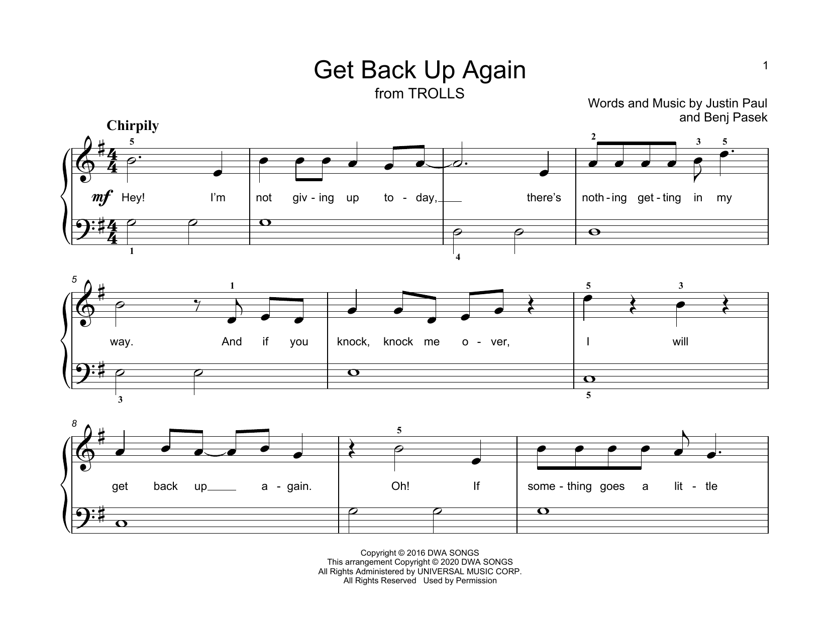 get back up again sheet music