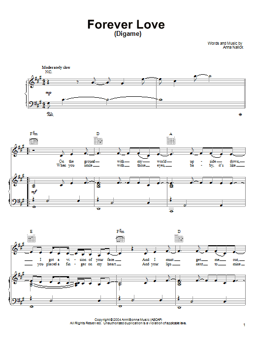 Forever Love (Digame) sheet music