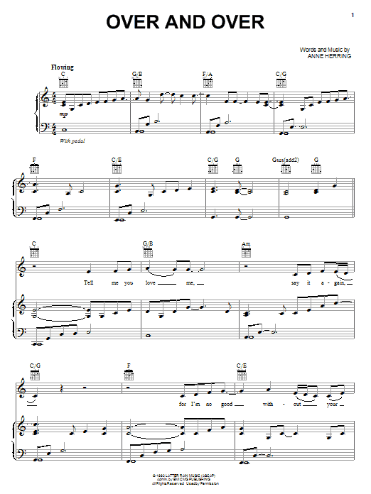 Anne Herring Over And Over Sheet Music Notes & Chords for Piano, Vocal & Guitar (Right-Hand Melody) - Download or Print PDF