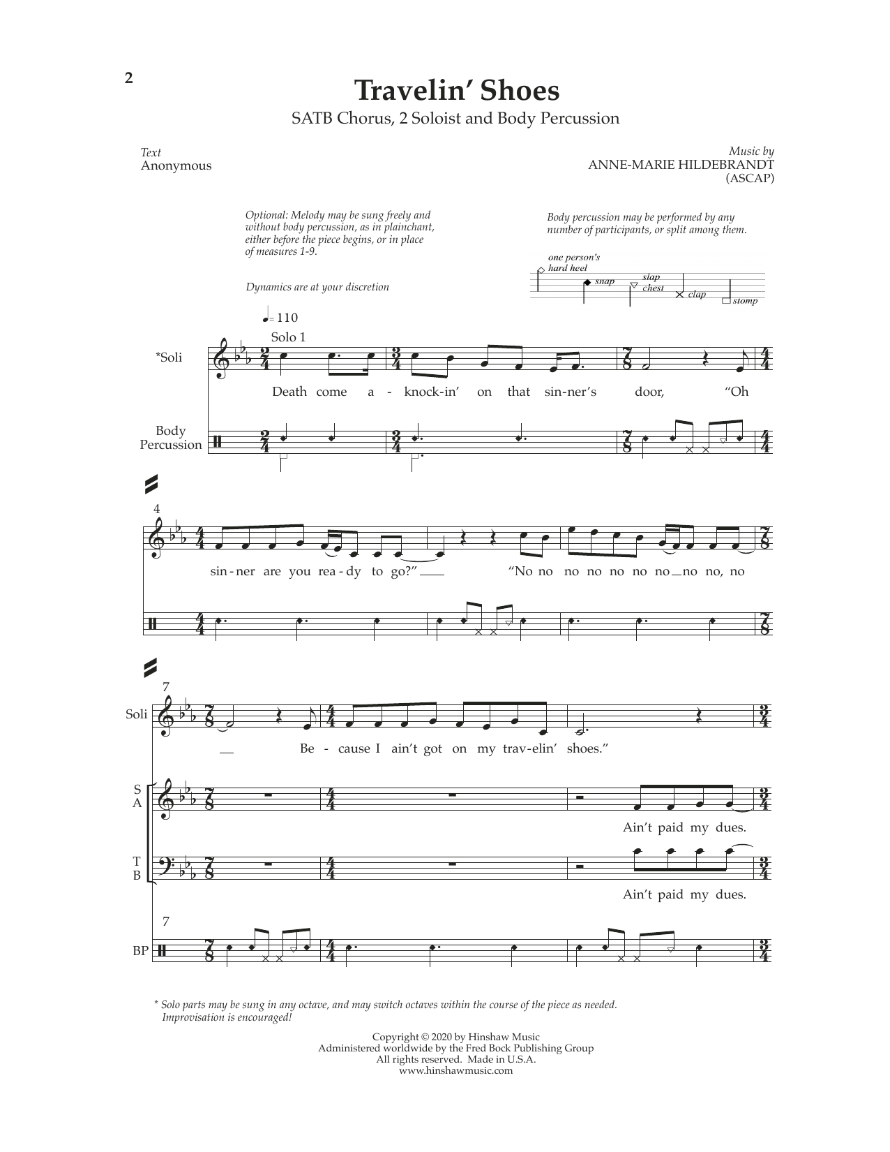 Anne-Marie Hildebrandt Travelin' Shoes Sheet Music Notes & Chords for SATB Choir - Download or Print PDF