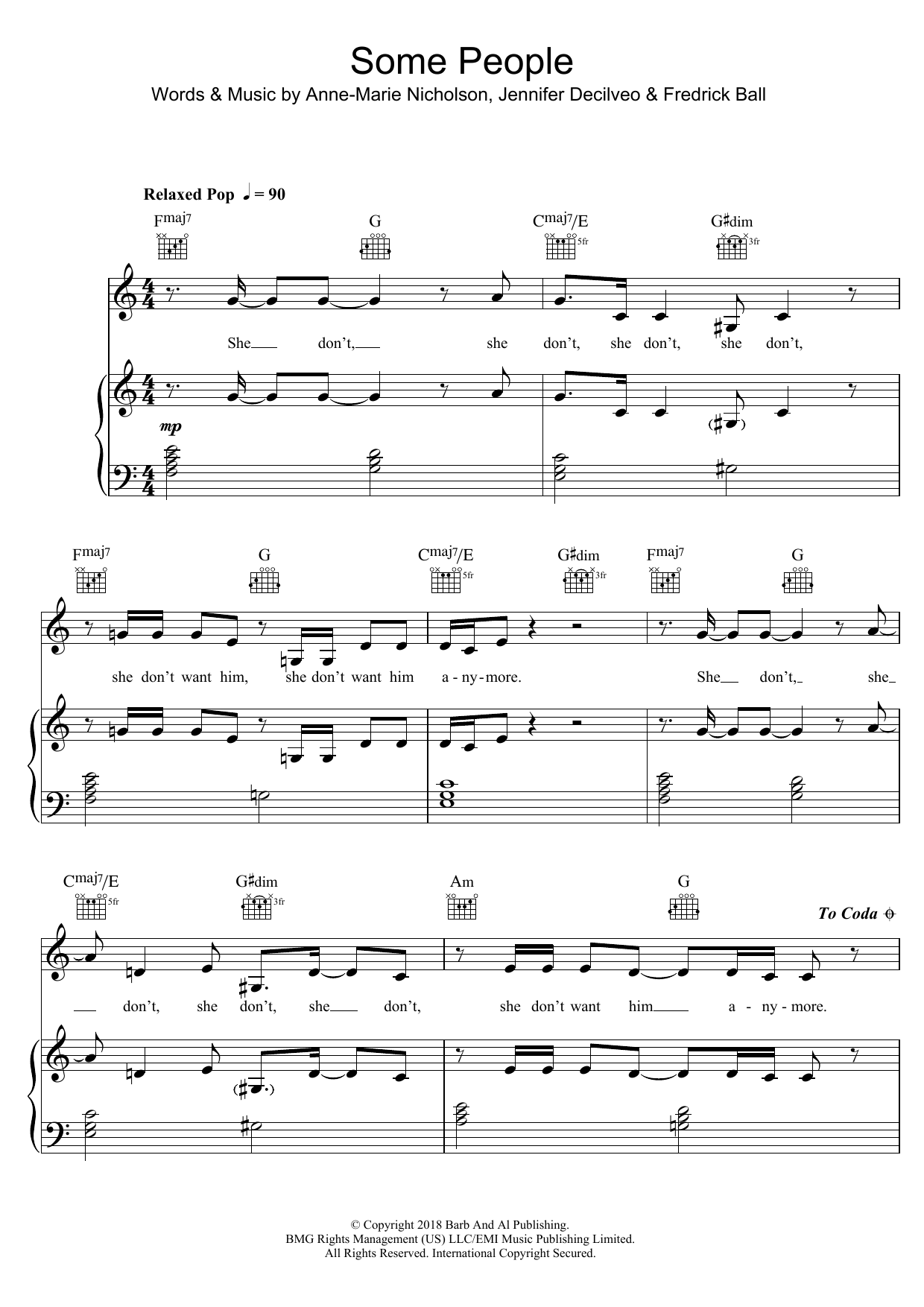 Anne-Marie Some People Sheet Music Notes & Chords for Piano, Vocal & Guitar (Right-Hand Melody) - Download or Print PDF
