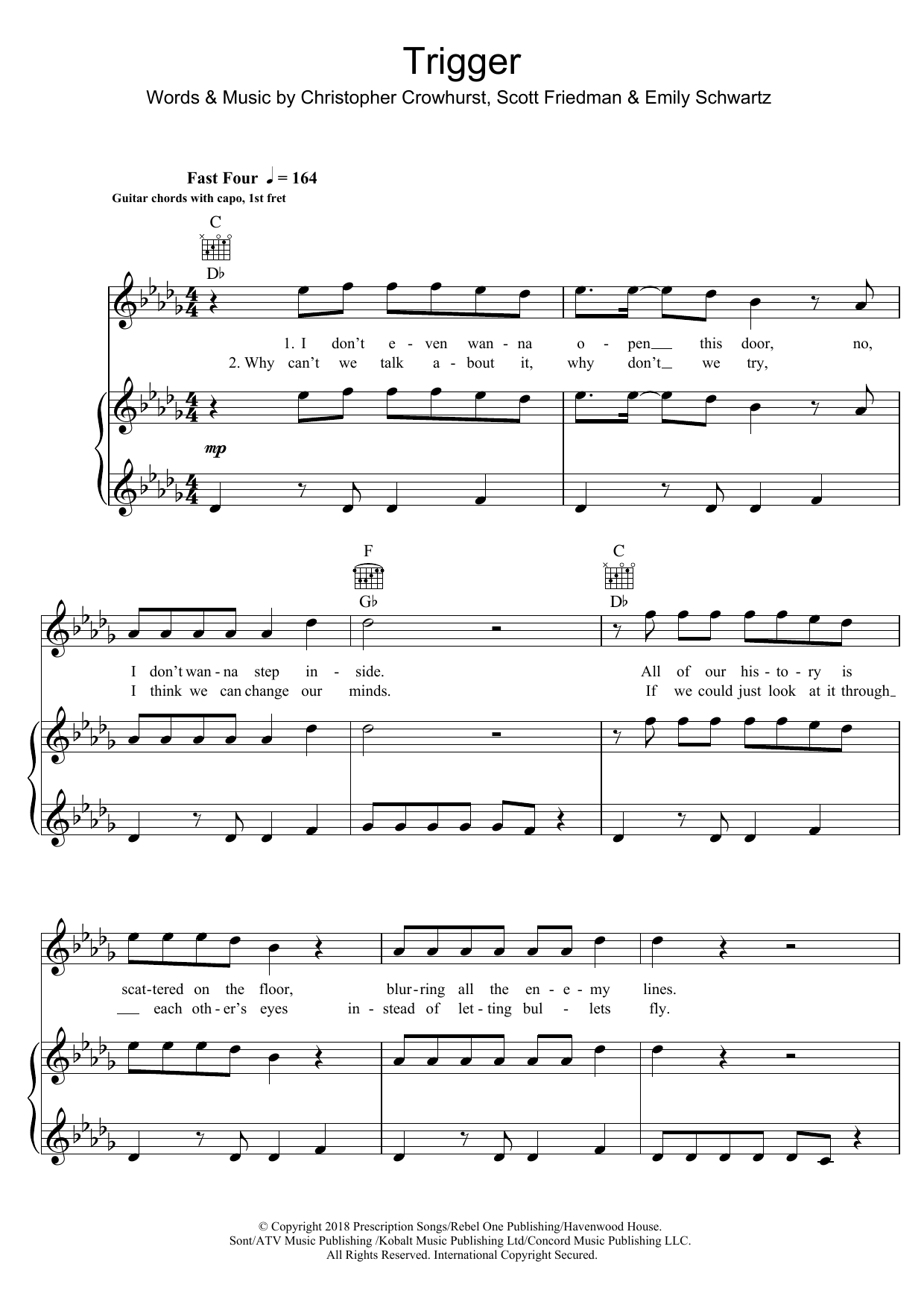 Anne-Marie Trigger Sheet Music Notes & Chords for Piano, Vocal & Guitar (Right-Hand Melody) - Download or Print PDF
