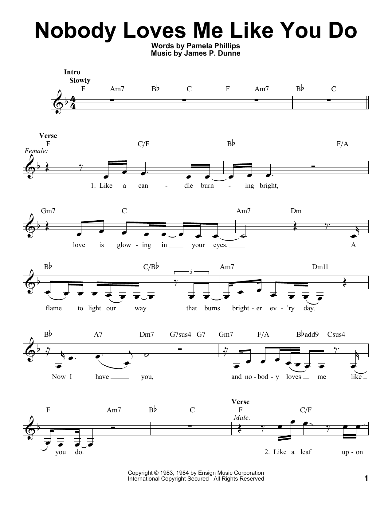 Anne Murray with Dave Loggins Nobody Loves Me Like You Do Sheet Music Notes & Chords for Piano, Vocal & Guitar (Right-Hand Melody) - Download or Print PDF