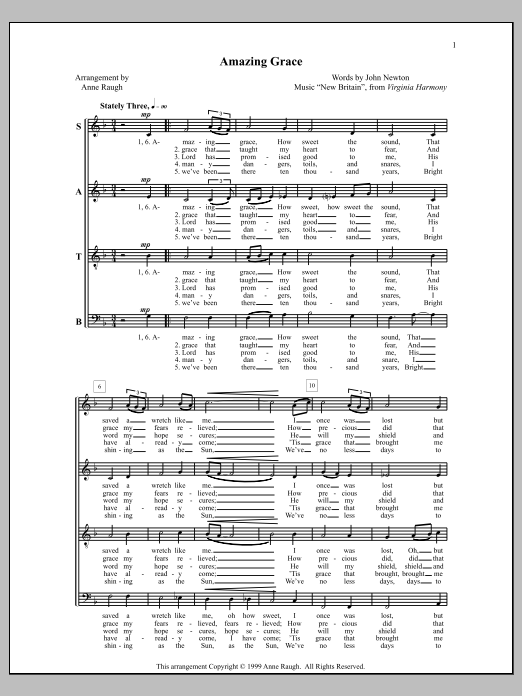 Anne Raugh Amazing Grace Sheet Music Notes & Chords for Choral - Download or Print PDF