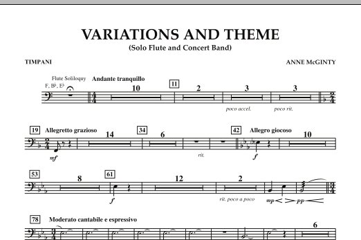 Variations And Theme (for Flute Solo And Band) - Timpani sheet music