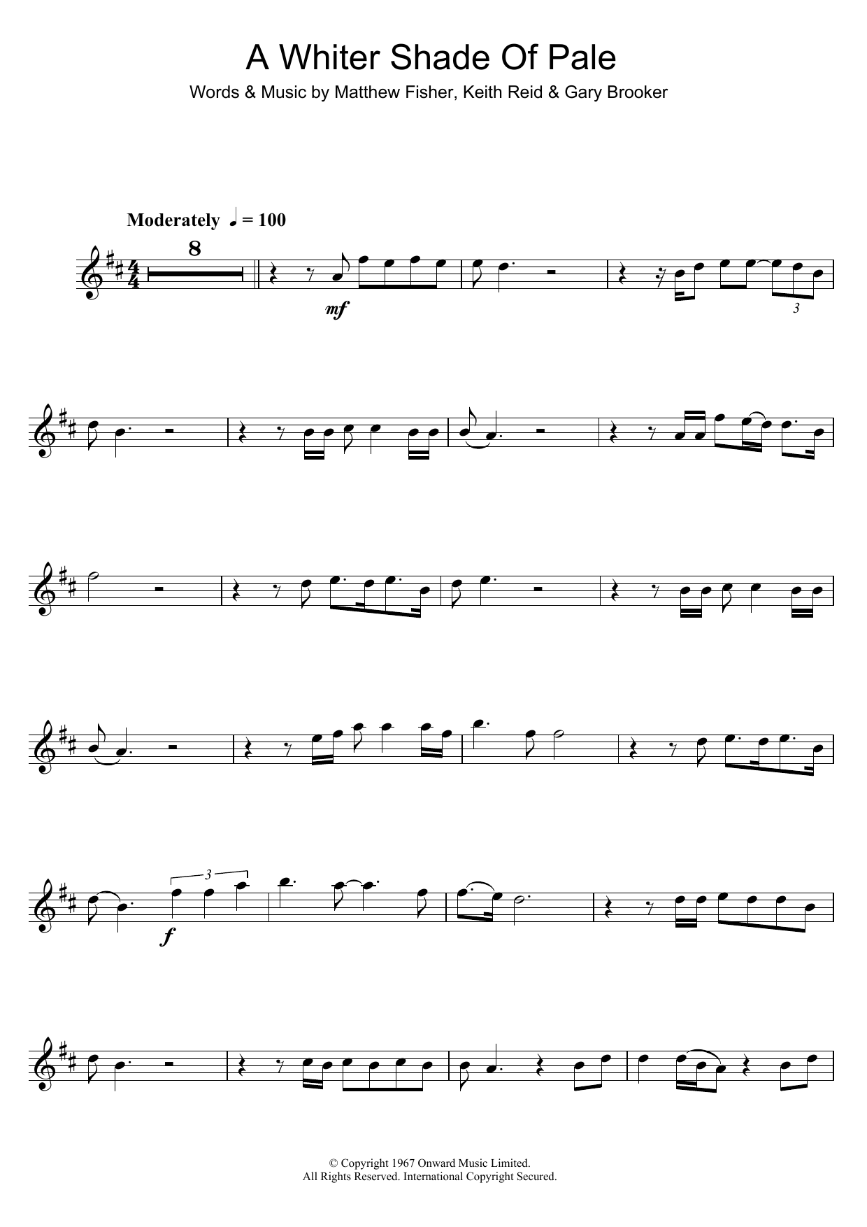 Annie Lennox A Whiter Shade Of Pale Sheet Music Notes & Chords for Clarinet - Download or Print PDF