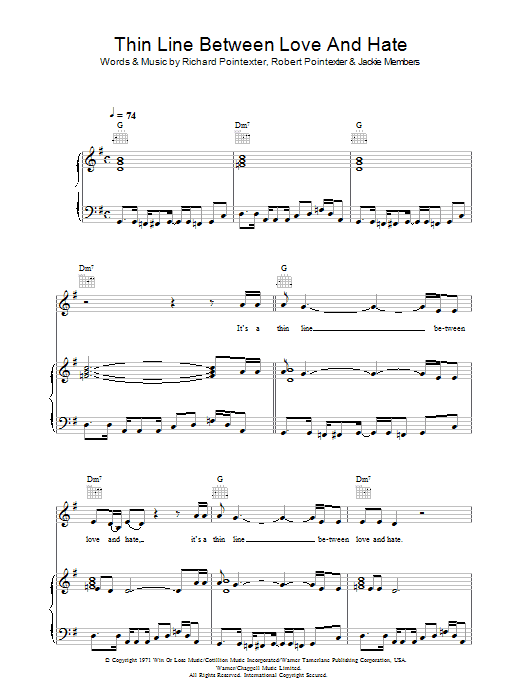 Annie Lennox Thin Line Between Love And Hate Sheet Music Notes & Chords for Piano, Vocal & Guitar - Download or Print PDF