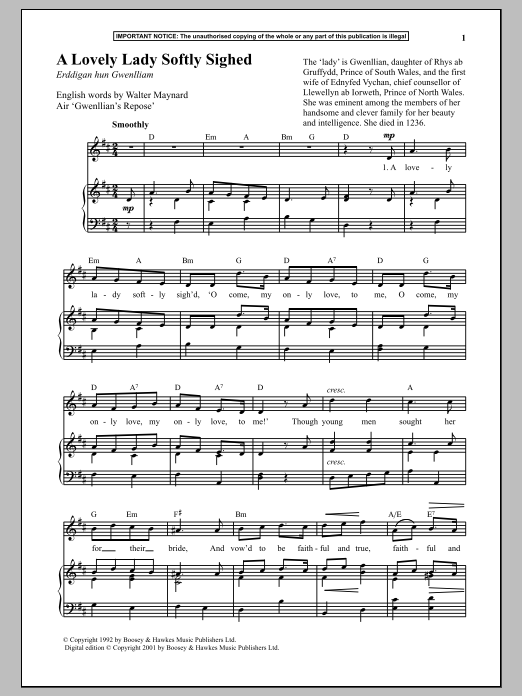 Anonymous A Lovely Lady Softly Sighed Sheet Music Notes & Chords for Piano - Download or Print PDF