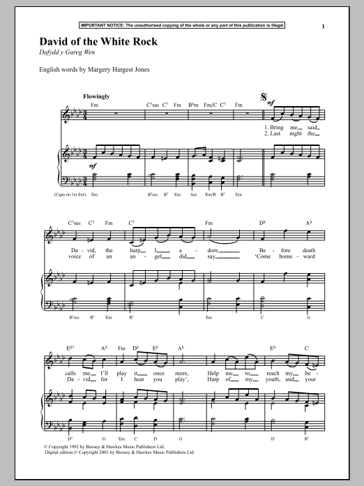 Anonymous David Of The White Rock Sheet Music Notes & Chords for Piano - Download or Print PDF