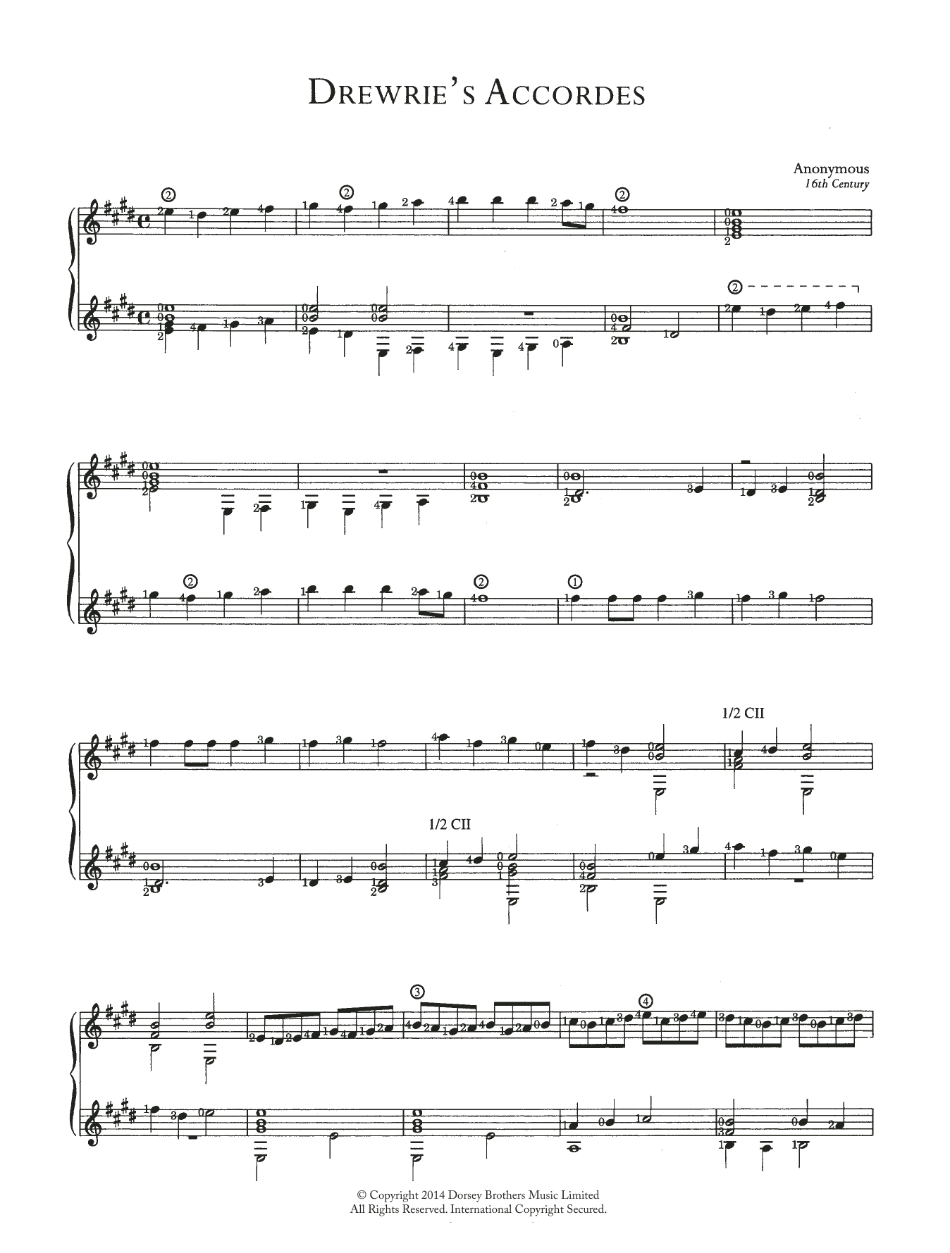 Anonymous Drewrie's Accordes Sheet Music Notes & Chords for Guitar - Download or Print PDF