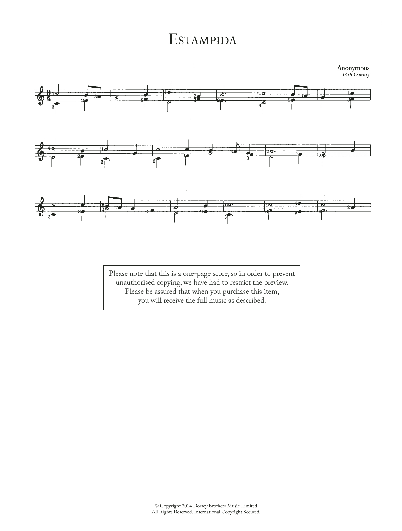 Anonymous Estampida Sheet Music Notes & Chords for Guitar - Download or Print PDF