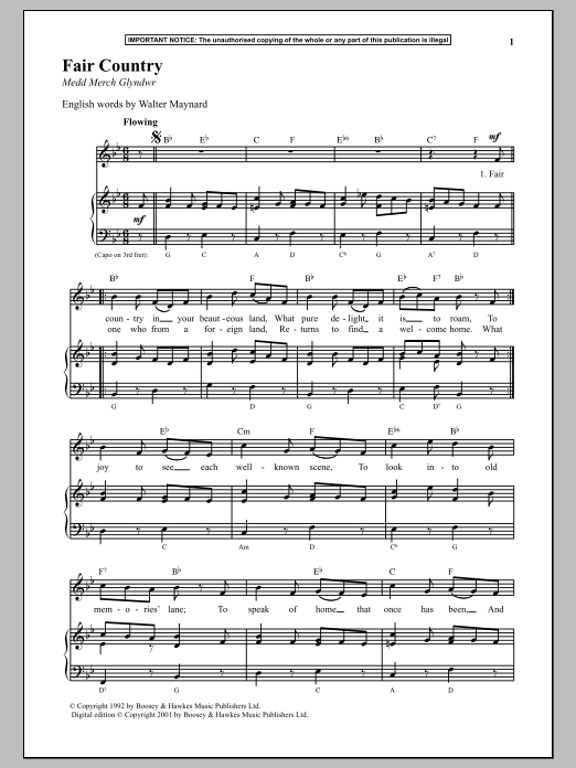 Anonymous Fair Country Sheet Music Notes & Chords for Piano - Download or Print PDF
