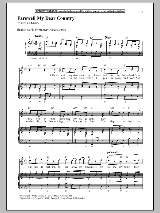 Anonymous Farewell My Dear Country Sheet Music Notes & Chords for Piano - Download or Print PDF