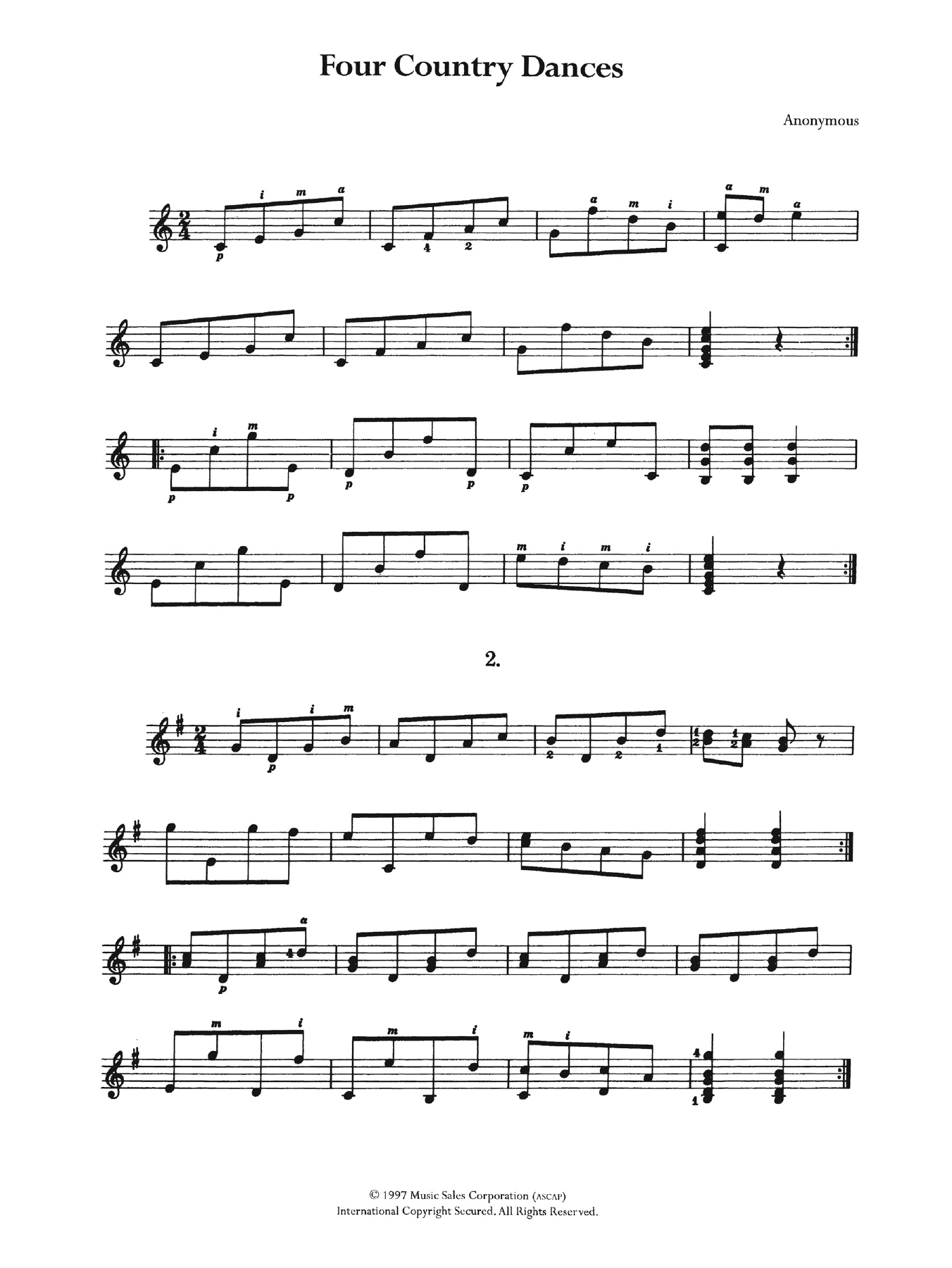 Anonymous Four Country Dances Sheet Music Notes & Chords for Guitar - Download or Print PDF
