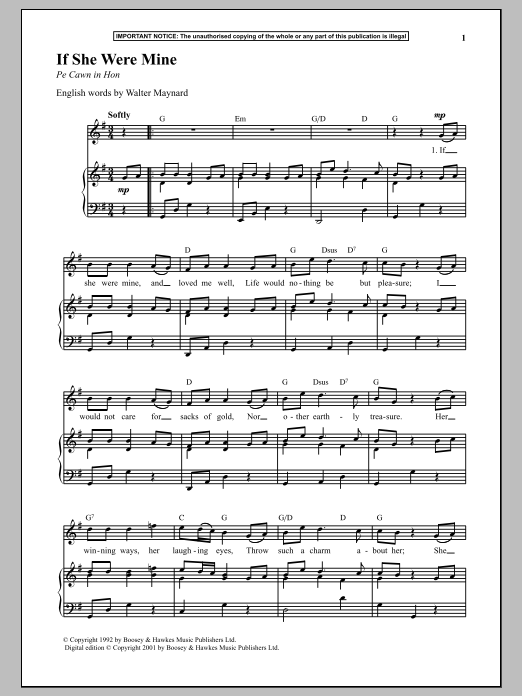 Anonymous If She Were Mine Sheet Music Notes & Chords for Piano - Download or Print PDF
