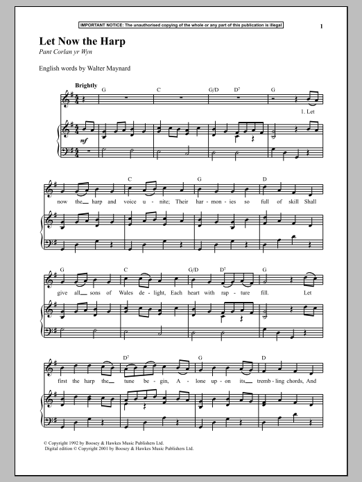 Anonymous Let Now The Harp Sheet Music Notes & Chords for Piano - Download or Print PDF