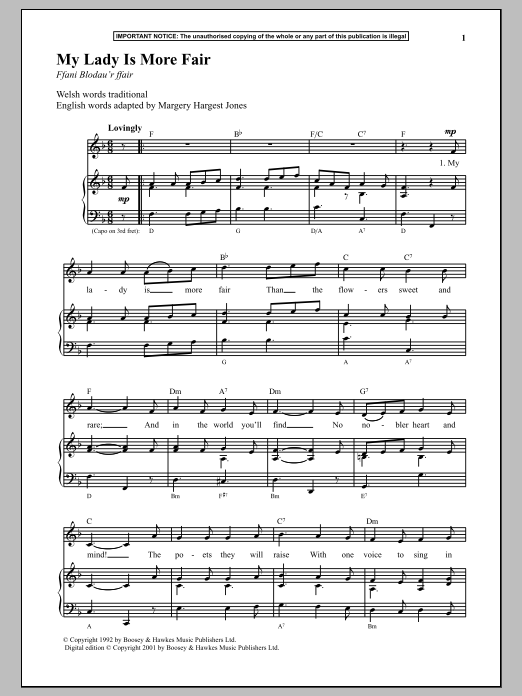 Anonymous My Lady Is More Fair Sheet Music Notes & Chords for Piano - Download or Print PDF