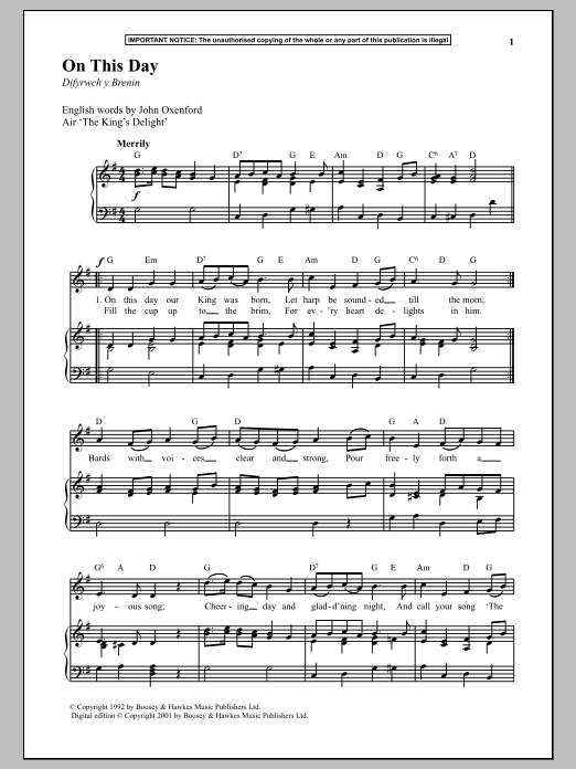 Anonymous On This Day Sheet Music Notes & Chords for Piano - Download or Print PDF