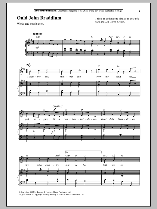 Ould John Braddlum sheet music