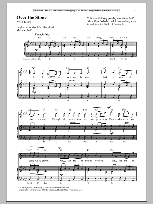 Anonymous Over The Stone Sheet Music Notes & Chords for Piano - Download or Print PDF